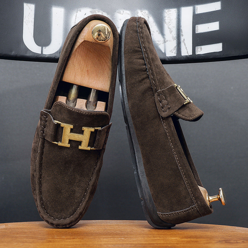 Men's British-Style Slip-On Casual Leather Shoes | Round Toe PU Leather Loafers