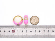 Load image into Gallery viewer, Pink Enamel Alphabet Chunky Ring, O76