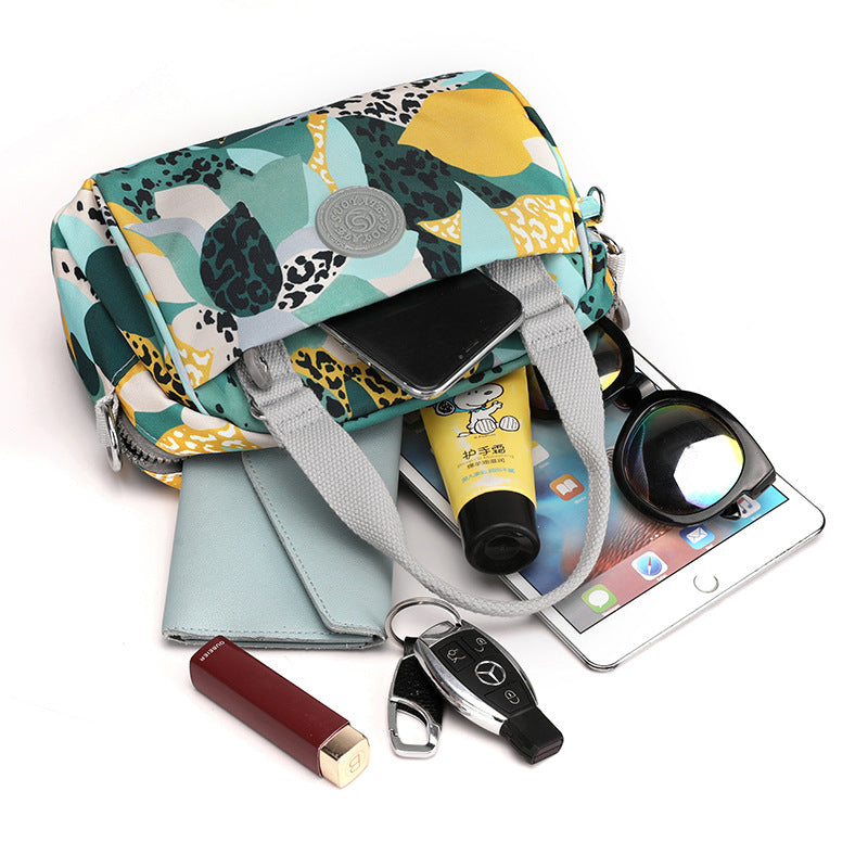 Multi-Layered Compact Portable Nylon Shoulder Crossbody Bag