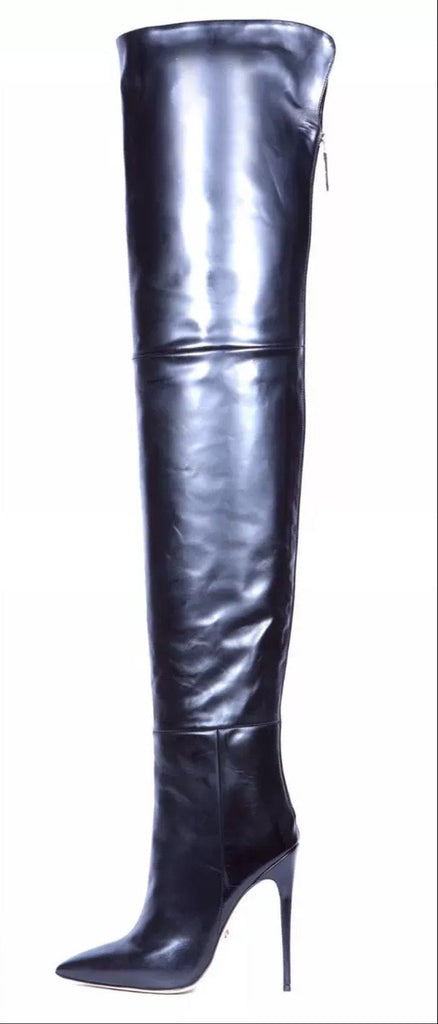 Women's Pointed-Toe Over-the-Knee Stiletto Boots | Back-Zip Plus-Size High Heels