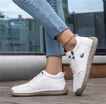 Load image into Gallery viewer, Women's Handmade Stitching Flat Shoes – Soft Sole Casual Lace-Up Flats