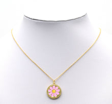 Load image into Gallery viewer, White Pink Enamel Daisy Flower Charm, Sku#L707