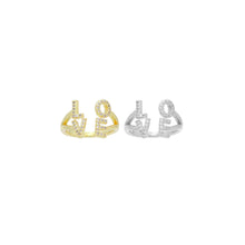 Load image into Gallery viewer, Clear CZ Gold Silver Love Adjustable Ring, Sku#A382