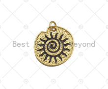 Load image into Gallery viewer, Black Enamel black cz swirl charm, 18K Gold Medallion Charm,Sku#L566