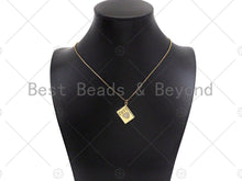 Load image into Gallery viewer, CZ Micro Pave Love Heart On Rectangle Shape Pendant/Charm,18K Dainty Gold Medallion Charm, Necklace Bracelet Charm,17x20mm, Sku#LK254