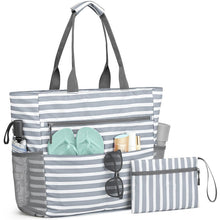 Load image into Gallery viewer, Large Waterproof Beach Tote Bag – Foldable, Sandproof &amp; Lightweight for Travel