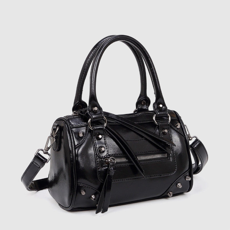 Studded Pillow Racing Tote Shoulder Bag - Large Capacity PU Leather Crossbody Handbag for Women