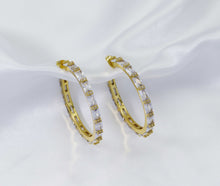Load image into Gallery viewer, Rectangle CZ Huggie Hoop Earrings, Sku#LD260