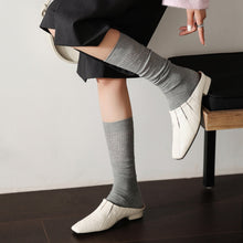 Load image into Gallery viewer, Women's Washed Cowhide Square-Toe Mules | Low Block Heel Backless Shoes
