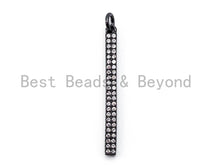 Load image into Gallery viewer, 1pc CZ Micro Pave Long Bar Pendant, Cubic Zirconia Strip Pendant, Micro pave pendant, 32x3mm, sku#F333