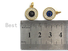 Load image into Gallery viewer, CZ Micro Pave Round Disc Pendant, Green/Black/Fuchsia/Cobalt Cubic Zirconia Big Pave Disc Charm Pendant, 13x15mm,sku#F894