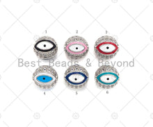 Load image into Gallery viewer, SLIVER CZ Pave Evil Eye Pave ball Spacer beads,  Enamel Evil Eye Round Pave Ball,Cubic Zirconia Spacer Beads, 8mm/10mm,sku#ML27