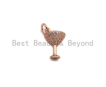 Load image into Gallery viewer, Clear CZ Micro Pave Goblet Pendant, Wine Cup Charm, Cup Pave Pendant, Gold/Silver/Rose Gold/Black plated, 9x14mm, Sku#X109