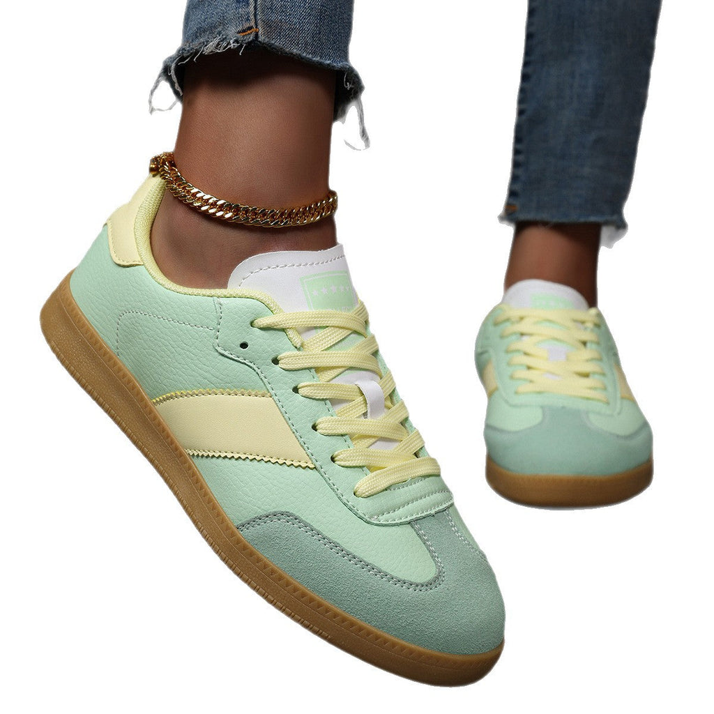 Women's Leopard Print Casual Sneakers - Mid-Cut Lace-Up Flat Shoes with Rubber Sole