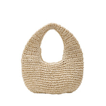 Load image into Gallery viewer, Straw Beach Tote Bag - Crescent Shape Summer Handbag for Women