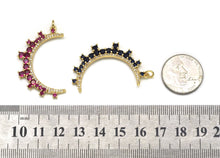Load image into Gallery viewer, Black Fuchsia Cobalt  CZ Cresent Moon Charm, Sku#L688