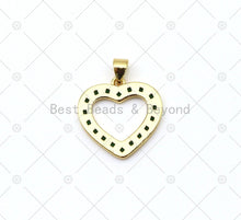 Load image into Gallery viewer, Green/Fuchsia/Clear CZ Micro Pave Heart Shape Pendant, 18K Gold Filled Heart Charm, Necklace Bracelet Charm Pendant, 19x19mm,Sku#LK491