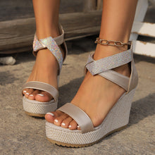 Load image into Gallery viewer, Women's Rhinestone Wedge Sandals | Fish Mouth Platform High Heel Summer Shoes