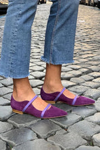 Load image into Gallery viewer, Women's Pointed-Toe Suede Dress Shoes with Rhinestone Straps | Low Chunky Heel