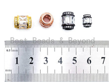 Load image into Gallery viewer, 9x6mm CZ Micro Pave Drum shape Beads, Cubic Zirconia Spacer Gold/Silver/Rose Gold/Gunmetal, European Large Hole Beads, sku#C61