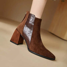 Load image into Gallery viewer, Women's Minimalist British-Style Short Ankle Boots with Back Zipper | Suede Leather