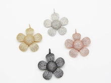 Load image into Gallery viewer, 58mm CZ Micro Pave Large Flower Pendant, Cubic Zirconia Pave Mega Floral Pendant, sku#F355C