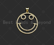 Load image into Gallery viewer, CZ Micro Pave Smiley Face Shape Pendant/Charm, 18K Gold Filled Charm, Necklace Bracelet Charm Pendant,26x29mm,Sku#LK322