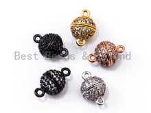 Load image into Gallery viewer, 8mm/10mm/12mm/14mm/16mm CZ Micro Pave  Strong Magnetic Round Clasp, Cubic Zirconia Magnetic Clasp, Gold Rose Gold Clasp, sku#H55