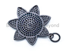 Load image into Gallery viewer, CZ Turquoise Cobalt Black Micro Pave Flower Evil Eye Pendant,sku#L45