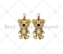 Load image into Gallery viewer, CZ Micro Pave 3D Cute Little Tiger Pendant/Charm,18k Gold Filled Tiger CZ Pendant, Bracelet Necklace Charm Penadnt, 17x29mm,Sku#L603