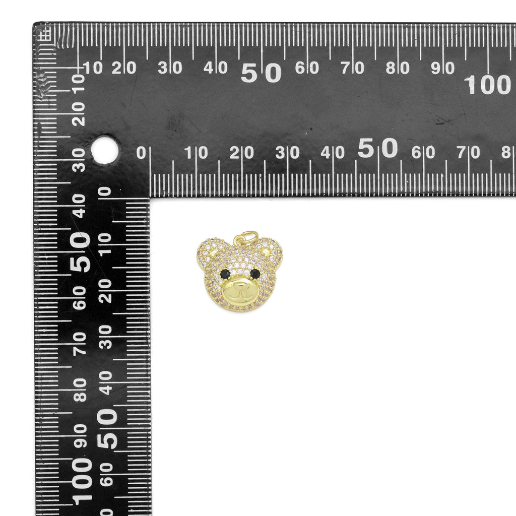 Clear Pink CZ Bear Head Shape Charm, Sku#A154