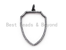 Load image into Gallery viewer, CZ Micro Pave Hollow Shield Pendant/Charm, Cubic Zirconia Pendant, Fashion Jewelry Findings, 36x23mm, sku#F103