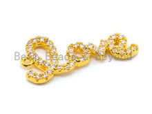 Load image into Gallery viewer, CZ Micro Pave Love Charm, CZ Pave Charm in Gold, Rose Gold, Black, Silver Finish, Pave Love Charms, 9x20mm, 1/2/5pcs sku#B20