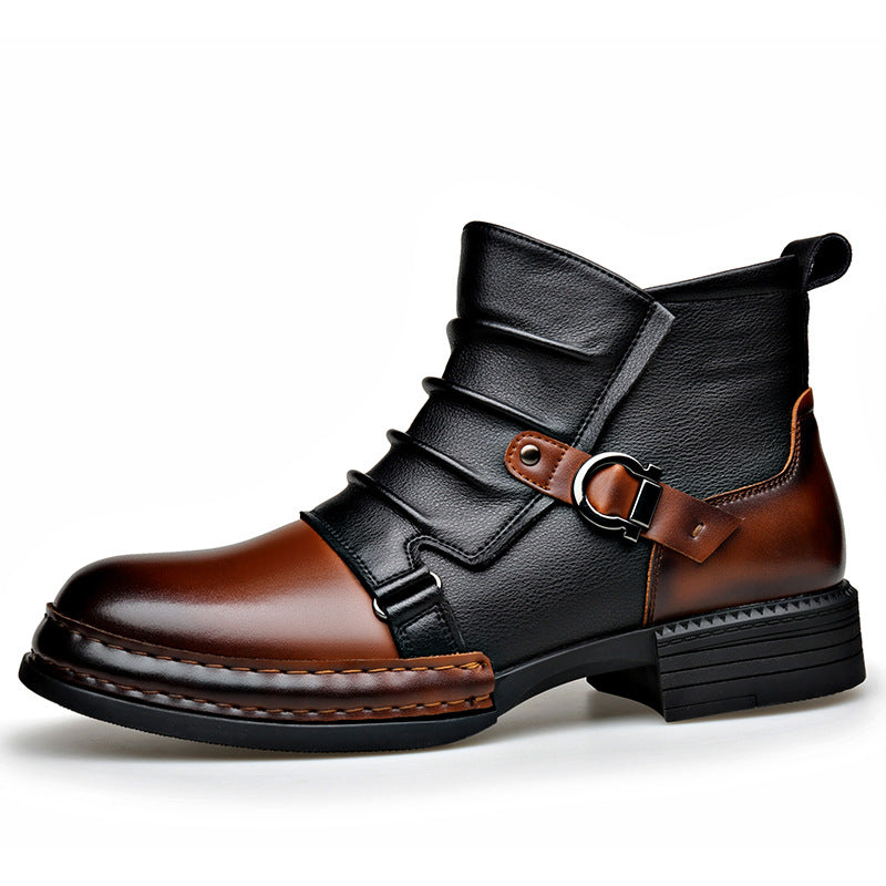 Men's British-Style Retro Zipper Boots | Fleece-Lined Thermal PU Leather