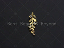 Load image into Gallery viewer, 18K Gold  CZ Pave Leaf Pendant, Gold Leaf Pendant, Gold plated Leaf, 9x30mm, Sku#LK27