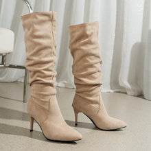Load image into Gallery viewer, Women's Suede Stiletto Pointed-Toe Boots – High Heel Slip-On Winter Boots
