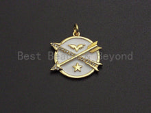 Load image into Gallery viewer, Colorful Enamel Arrows On Round Coin Pendant,CZ Micro Pave Oil Drop pendant,Enamel pendant,Enamel Jewelry,21x21mm,sku#Z521