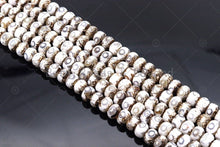 Load image into Gallery viewer, Quality DZI Brown Cream White Agate Beads, Rondelle with Evil Eye Tibetan Agate Beads, 10x14mm Natural Agate,15'' Full Strand, SKU#U1180