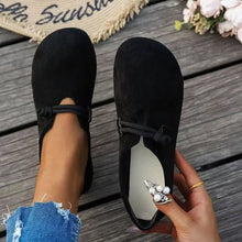 Load image into Gallery viewer, Women's Round Toe Flats - Sweet Suede Slip-On Dress Shoes with Floral Detail