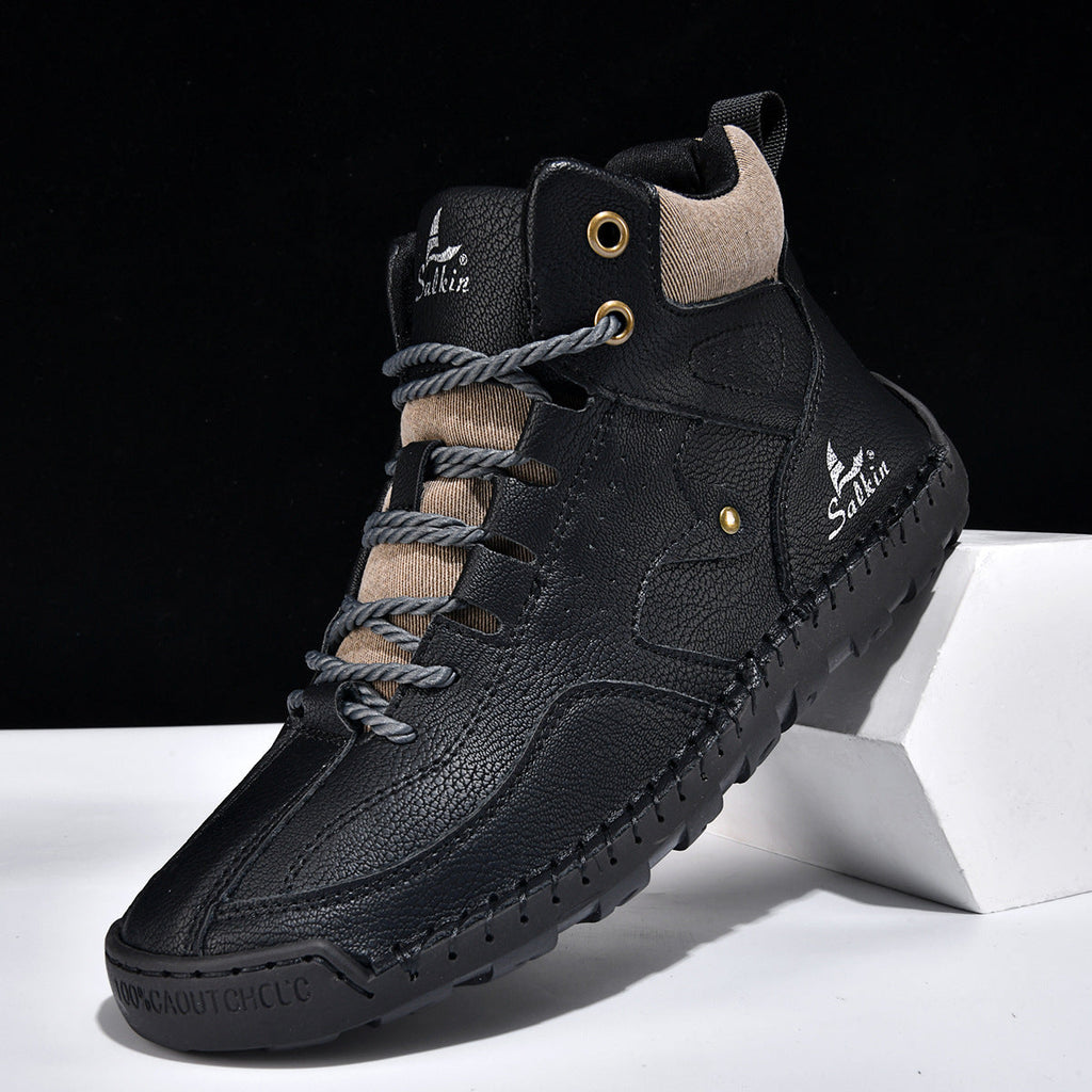 Men's Outdoor High-Top Casual Shoes – Breathable PU Lace-Up Sneakers | Sizes EU 38–48