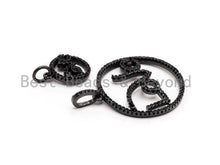 Load image into Gallery viewer, Black CZ Pave On Black  Micro Pave Love Shaped Round Pendant,Cubic Zirconia Love Pave Pendant Beads, Pave Pendant, 27x30/12x15mm, SKU#F364