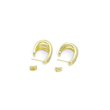 Load image into Gallery viewer, Clear CZ Four Lines Claw Stud Earrings, Sku#A413