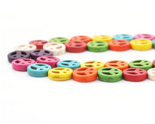 Load image into Gallery viewer, 12mm Multicolor Howlite Peace Sign Beads, Sku#U1445