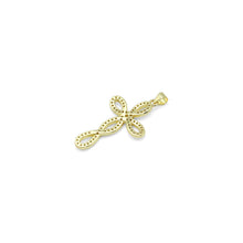 Load image into Gallery viewer, Gold Silver Clear CZ Flower Cross Charm Pendant, Sku#LD631