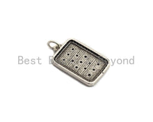 Load image into Gallery viewer, CZ Micro Pave Flat Rectangle Pendant, Antique Silver Tone, Clear Cubic Zirconia Big Pave Charm Pendant, 13x22mm,sku#F1015C