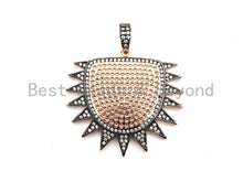 Load image into Gallery viewer, CZ Clear/Black Micro Pave Sun Charm Pendant, CZ Pave Pendant, Gold/Rose Gold/Silver/Gunmetal plated, 33x36mm,Sku#F771