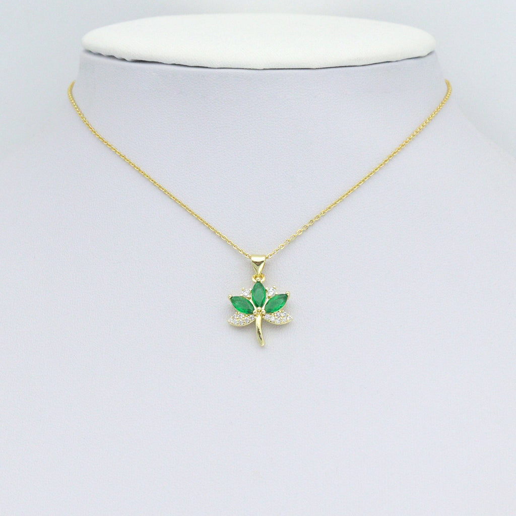 CZ Green Clear Purple Flower Maple Leaf Charm Pendant,Sku#LK1229