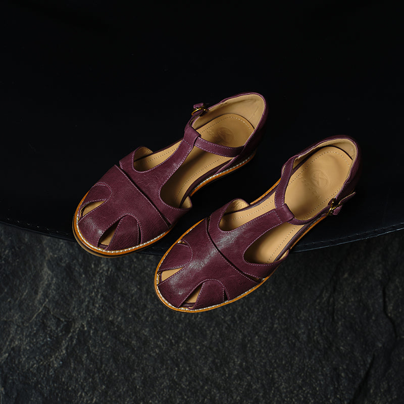 Full Grain Leather T-Strap Fisherman Sandals