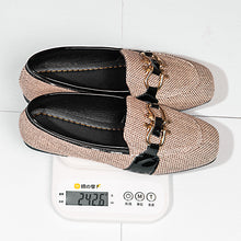 Load image into Gallery viewer, Square Toe Metal Buckle Slip-On Flat Shoes