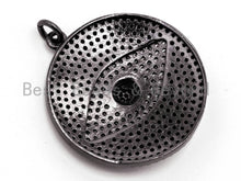 Load image into Gallery viewer, 26mm/36mm Black CZ Pave On Black Micro Pave Round Evil Eye on Disc Pendant, Cubic Zirconia Pendant, Sku#F372